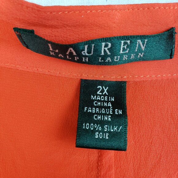 Ralph Lauren 100% Silk Top Oversized Boxy Fit Orange Red 2X Minimalist Lagenlook - Picture 4 of 10
